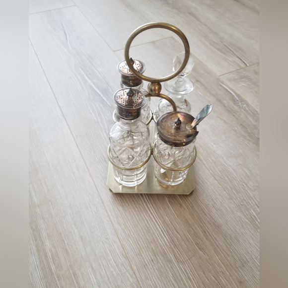 Antique EPNS Silver Plated English Condiment Caddy Salt cellar Salt Pepper - Picture 3 of 3